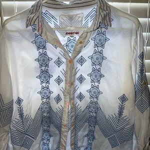 JOHNNY WAS Embroidery button up